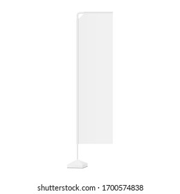 Advertising vertical flag mockup rectangular shape isolated on white background. Vector illustration