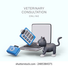 Werbung für tierärztliche Website. Online-Konsultation von Fachleuten