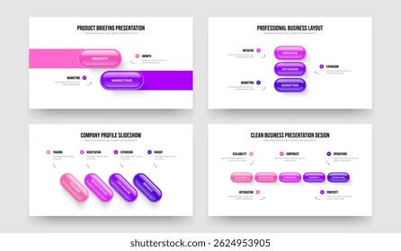 Advertising Visualization Two Three Four Five Step Infographic Presentation Template Vector Illustration Collection. Market Introduction 2 3 4 5 Element Diagram Slideshow Design Bundle.