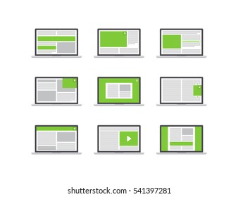 Advertising Web Formats Vector Flat Icon Set