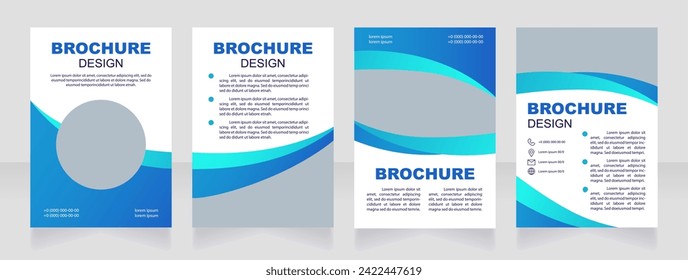 Advertising wellness service blue blank brochure design. Healthcare. Template set with copy space for text. Premade corporate reports collection. Editable 4 paper pages. Myriad Pro, Arial fonts used