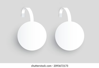 Advertising wobbler mockup dangler vector round design. Adhesive shelf wobbler blank circle sticker