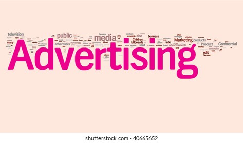 Ilustração em nuvem de palavras publicitárias. Coleção de marcas gráficas.