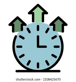 Advertising work time icon. Outline advertising work time vector icon color flat isolated