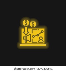 Advertising yellow glowing neon icon