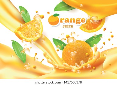 Advertisment with fresh oranges, vector illustration and design. 