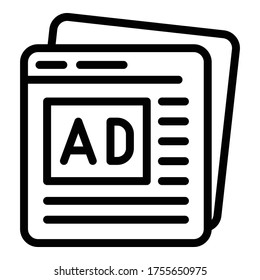 Advertisment pages icon. Outline advertisment pages vector icon for web design isolated on white background