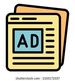 Advertisment pages icon. Outline advertisment pages vector icon color flat isolated