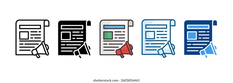 Advertorial Icon Set Multiple Style Collection