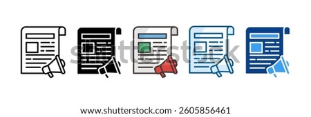 Advertorial Icon Set Multiple Style Collection