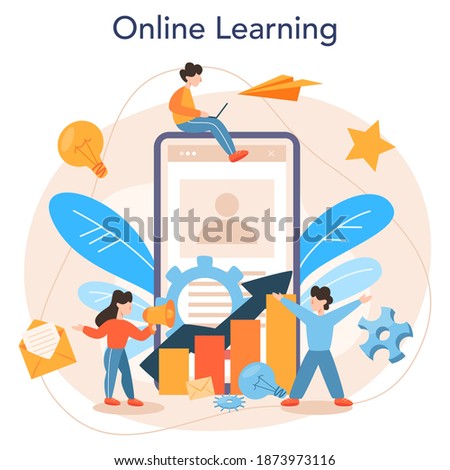 Advertsing manager online service or platform. Commercial advertisement and communication with customer idea. Online learning. Flat vector illustration