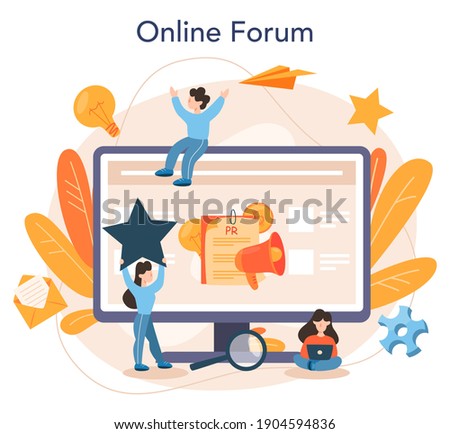 Advertsing manager online service or platform. Commercial advertisement and communication with customer idea. Online forum. Flat vector illustration