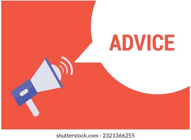 Advice announcement speech bubble with megaphone, Advice text speech bubble vector illustration