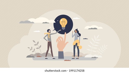 Advice and ask idea information from competent expert tiny person concept. Informative assistance and sharing consultation, explain solution or giving tips vector illustration. Coaching and answers.