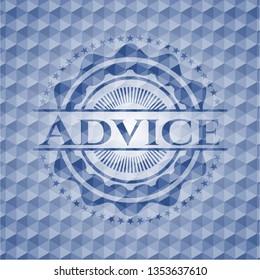 Advice blue hexagon emblem.