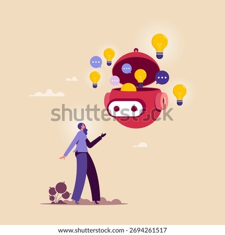 Advice or discussion concept, AI Robot or chatbot help answer question, innovation or technology to get new idea. Artificial Intelligence robot help solving problem support