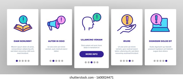 Advice Help Assistant Onboarding Mobile App Page Screen Vector. Human Silhouette And Call, Internet Online Advice Service Support And Idea Illustrations