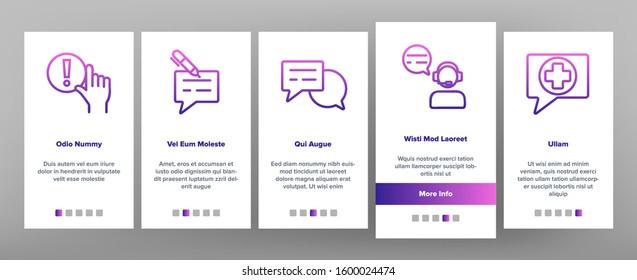 Advice Help Assistant Onboarding Mobile App Page Screen Vector. Human Silhouette And Call, Internet Online Advice Service Support And Idea Illustrations