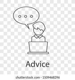 Advice icon concept on transparency background. Business consulting idea design. Line vector illustration object  use for your project.
