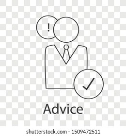 Advice icon concept on transparency background. Business consulting idea design. Line vector illustration object  use for your project.
