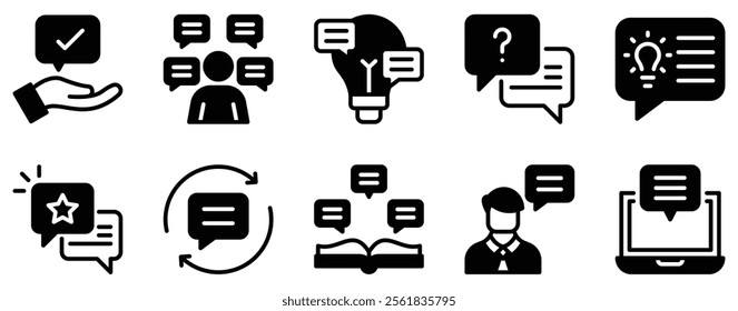 Advice Icon Set Supportive Solid Style Collection for Guidance and Recommendations