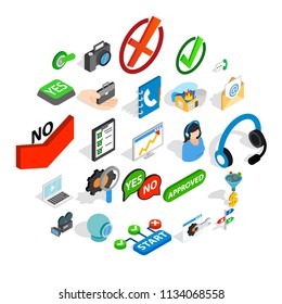 Advice icons set. Isometric set of 25 advice vector icons for web isolated on white background