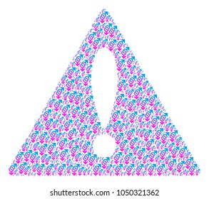 Advice Sign pattern organized of gay symbol elements. Vector gay symbol elements are organized into geometric important triangle sign composition.