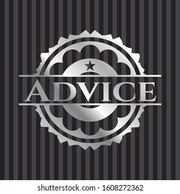 Advice silvery badge. Vector Illustration. Mosaic.