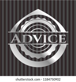 Advice silvery emblem or badge