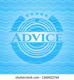 Advice sky blue water wave emblem.