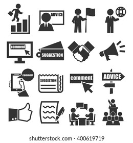advice, suggestion, comment icon set