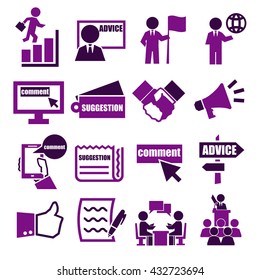 advice, suggestion, comment icon set