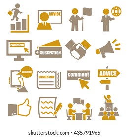 advice, suggestion, comment icon set