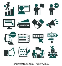 advice, suggestion, comment icon set