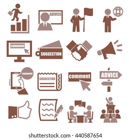 advice, suggestion, comment icon set