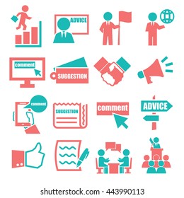 advice, suggestion, comment icon set