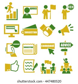advice, suggestion, comment icon set