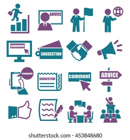advice, suggestion, comment icon set