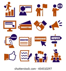 advice, suggestion, comment icon set