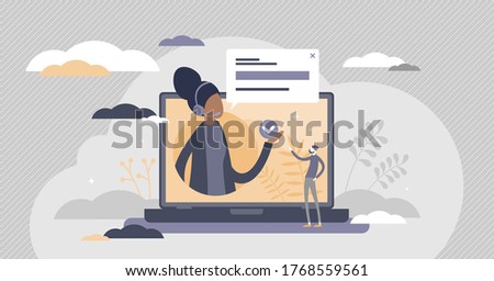 Advice as support answer with successful solution flat tiny person concept. Problem assistance with knowledge help in unclear situation vector illustration. Question communication to get information.