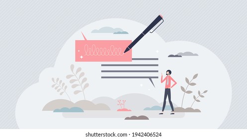 Asesoramiento o consulta de apoyo para preguntas y concepto de persona diminuta problemática. Experto profesional, mentor y asesor con voz de respuesta o ilustración de vector de texto. Intercambio de conocimientos y asistencia.