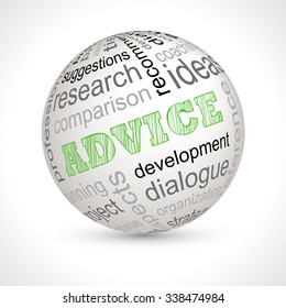 Advice theme sphere with keywords full vector