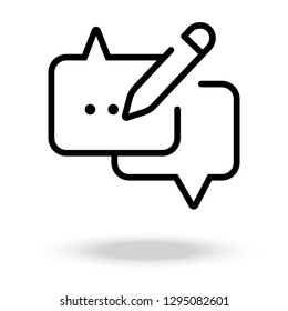 advice thin line icon. Graphic contour symbol of message bubble with pencil.  for mobile apps, websites, games