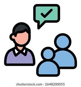 Advice training icon flat line style illustration representing guidance and skill-building, suitable for education, coaching, and professional development projects