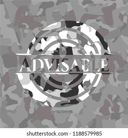 Advisable grey camo emblem