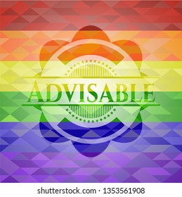 Advisable on mosaic background with the colors of the LGBT flag