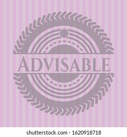 Advisable realistic pink emblem. Vector Illustration. Detailed.