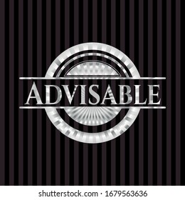 Advisable silvery shiny emblem. Vector Illustration. Mosaic.