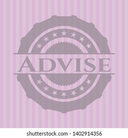 Advise badge with pink background. Vector Illustration. Detailed.