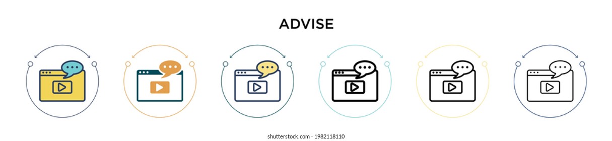 Advise icon in filled, thin line, outline and stroke style. Vector illustration of two colored and black advise vector icons designs can be used for mobile, ui, web